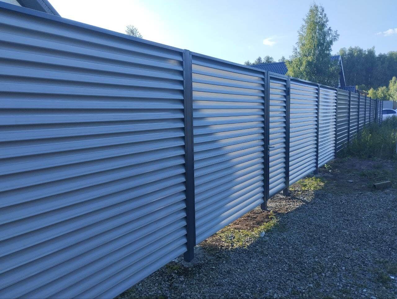 Забор из ламелей еврожалюзи 20м RAL7004 Серый в Киришах
