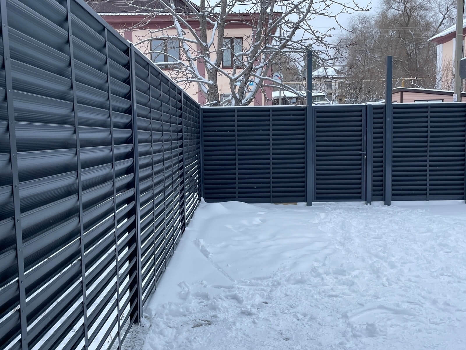 Забор-жалюзи 53м RAL7024/7024 Серый Графит двусторонний МАТТЕ фото 3 в Киришах