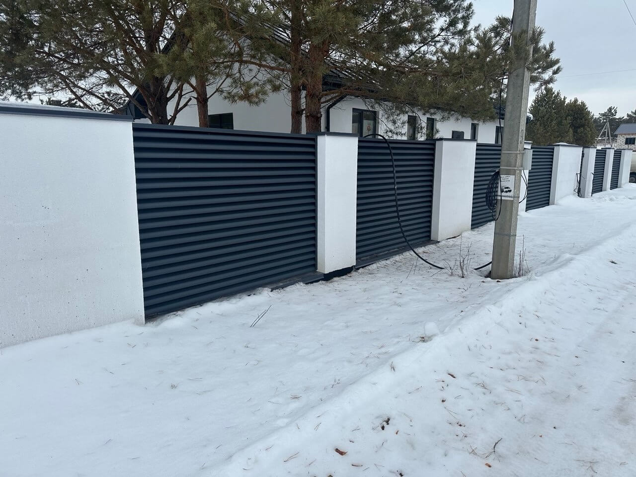 Забор-жалюзи 76м RAL7024/7024 Серый Графит двусторонний МАТТЕ фото 3 в Киришах